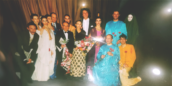 Cast celebration after Oedipe at the Romanian National Opera, May 2001
